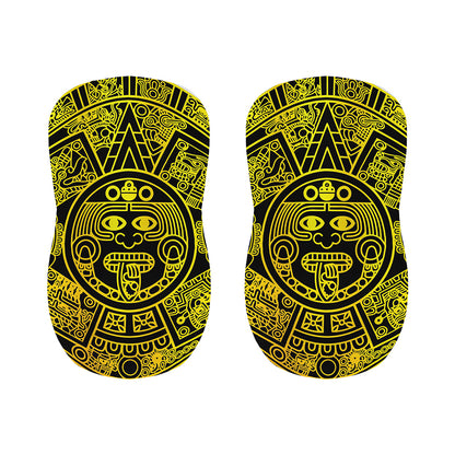Black And Yellow Maya Calendar Print Bar Stool Covers