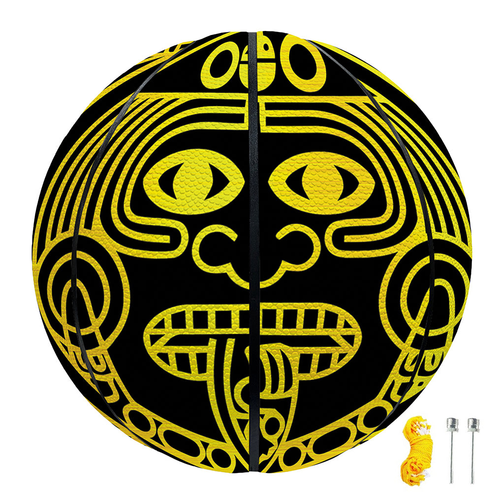 Black And Yellow Maya Calendar Print Basketball