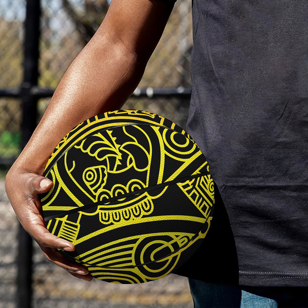 Black And Yellow Maya Calendar Print Basketball