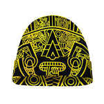 Black And Yellow Maya Calendar Print Beanie