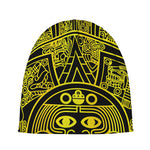 Black And Yellow Maya Calendar Print Beanie