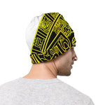 Black And Yellow Maya Calendar Print Beanie