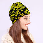Black And Yellow Maya Calendar Print Beanie