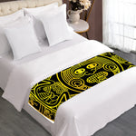 Black And Yellow Maya Calendar Print Bed Runner