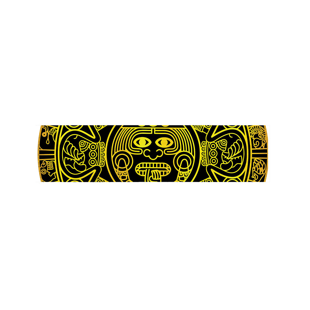 Black And Yellow Maya Calendar Print Bed Runner