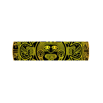 Black And Yellow Maya Calendar Print Bed Runner