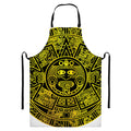 Black And Yellow Maya Calendar Print Bib Apron With Pocket