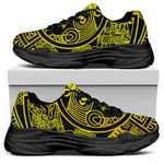 Black And Yellow Maya Calendar Print Black Chunky Shoes
