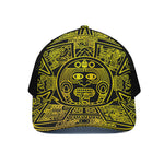 Black And Yellow Maya Calendar Print Black Mesh Trucker Cap