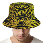Black And Yellow Maya Calendar Print Bucket Hat