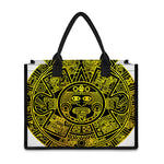 Black And Yellow Maya Calendar Print Canvas Tote Bag