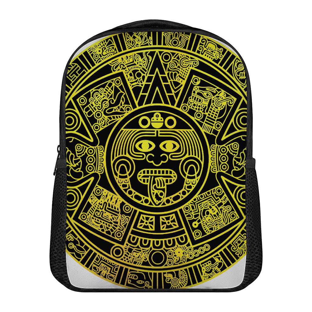 Black And Yellow Maya Calendar Print Casual Backpack
