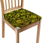Black And Yellow Maya Calendar Print Chair Cushion Cover