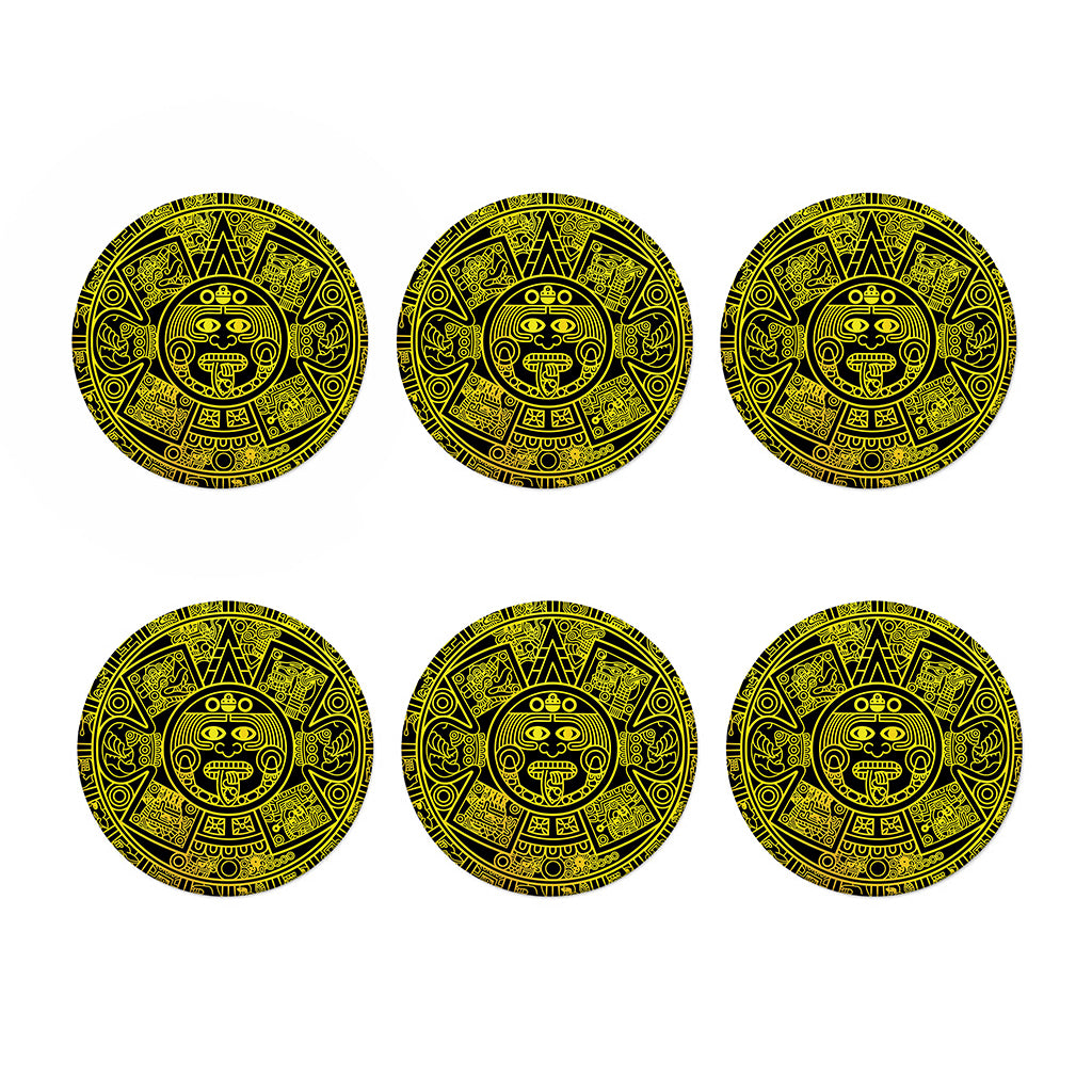 Black And Yellow Maya Calendar Print Coaster Set