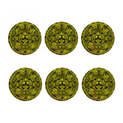 Black And Yellow Maya Calendar Print Coaster Set