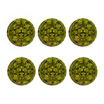 Black And Yellow Maya Calendar Print Coaster Set