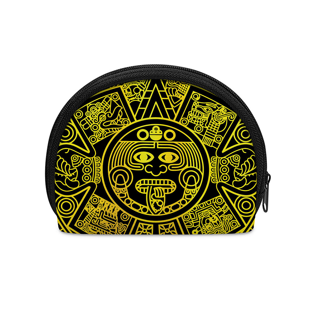 Black And Yellow Maya Calendar Print Coin Purse