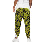 Black And Yellow Maya Calendar Print Cotton Pants