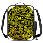 Black And Yellow Maya Calendar Print Crossbody Lunch Bag