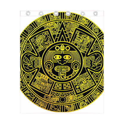 Black And Yellow Maya Calendar Print Curtain
