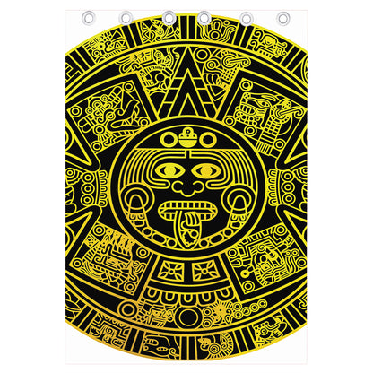 Black And Yellow Maya Calendar Print Curtain