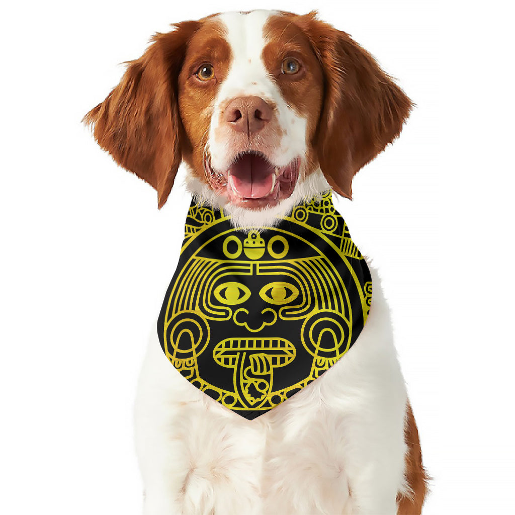 Black And Yellow Maya Calendar Print Dog Bandana