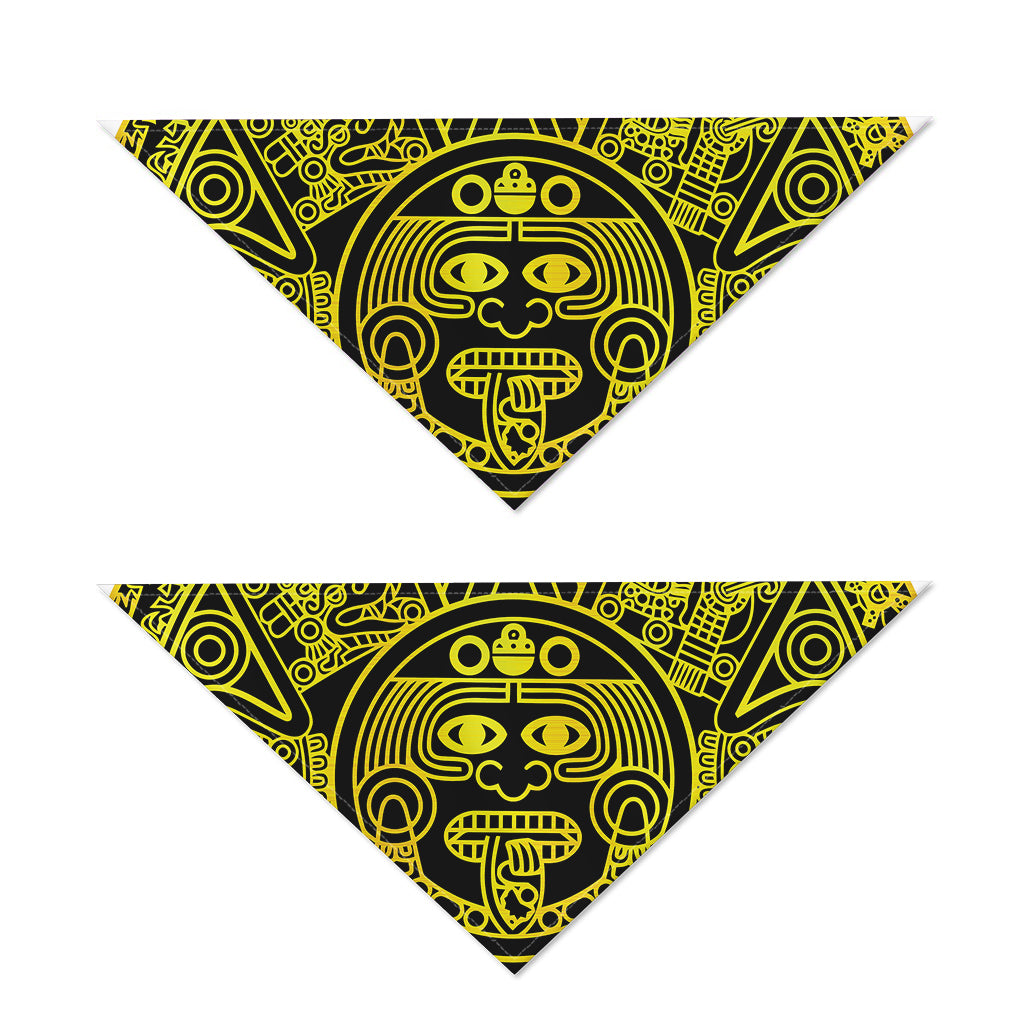 Black And Yellow Maya Calendar Print Dog Bandana