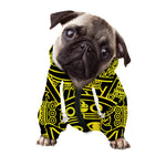 Black And Yellow Maya Calendar Print Dog Zip Up Hoodie