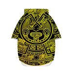 Black And Yellow Maya Calendar Print Dog Zip Up Hoodie