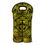 Black And Yellow Maya Calendar Print Double Neoprene Wine Tote