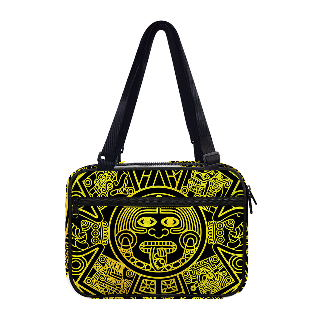 Black And Yellow Maya Calendar Print Double Strap Bible Bag