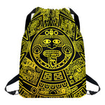 Black And Yellow Maya Calendar Print Drawstring Backpack