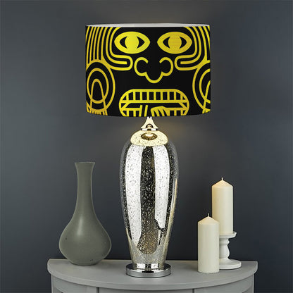 Black And Yellow Maya Calendar Print Drum Lamp Shade