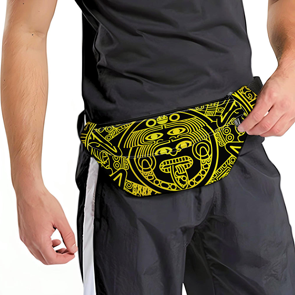 Black And Yellow Maya Calendar Print Fanny Pack