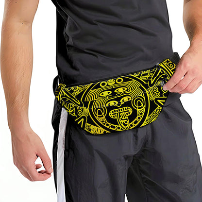 Black And Yellow Maya Calendar Print Fanny Pack