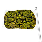 Black And Yellow Maya Calendar Print Flag