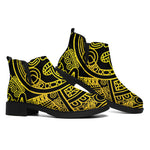 Black And Yellow Maya Calendar Print Flat Ankle Boots