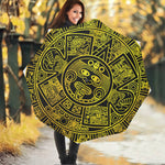 Black And Yellow Maya Calendar Print Foldable Umbrella