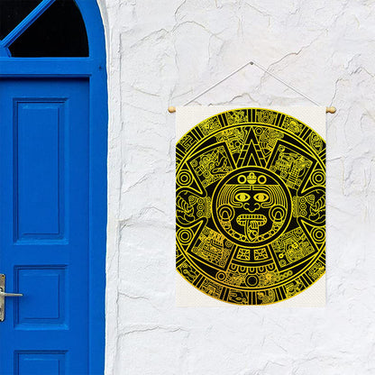 Black And Yellow Maya Calendar Print Garden Flag