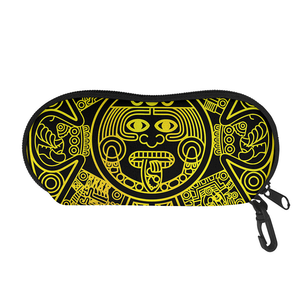 Black And Yellow Maya Calendar Print Glasses Case