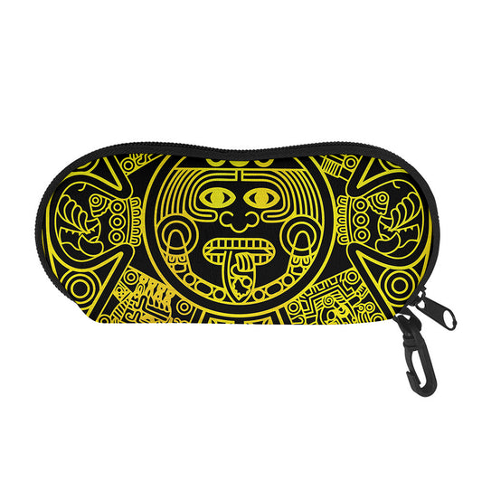 Black And Yellow Maya Calendar Print Glasses Case