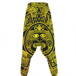 Black And Yellow Maya Calendar Print Hammer Pants
