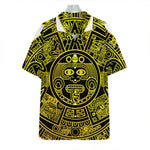 Black And Yellow Maya Calendar Print Hawaiian Shirt