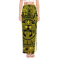 Black And Yellow Maya Calendar Print High Slit Maxi Skirt