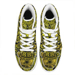 Black And Yellow Maya Calendar Print High Top Leather Sneakers