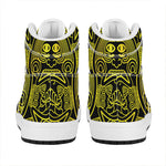Black And Yellow Maya Calendar Print High Top Leather Sneakers