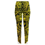 Black And Yellow Maya Calendar Print High-Waisted Pocket Leggings