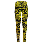 Black And Yellow Maya Calendar Print High-Waisted Pocket Leggings