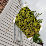 Black And Yellow Maya Calendar Print House Flag