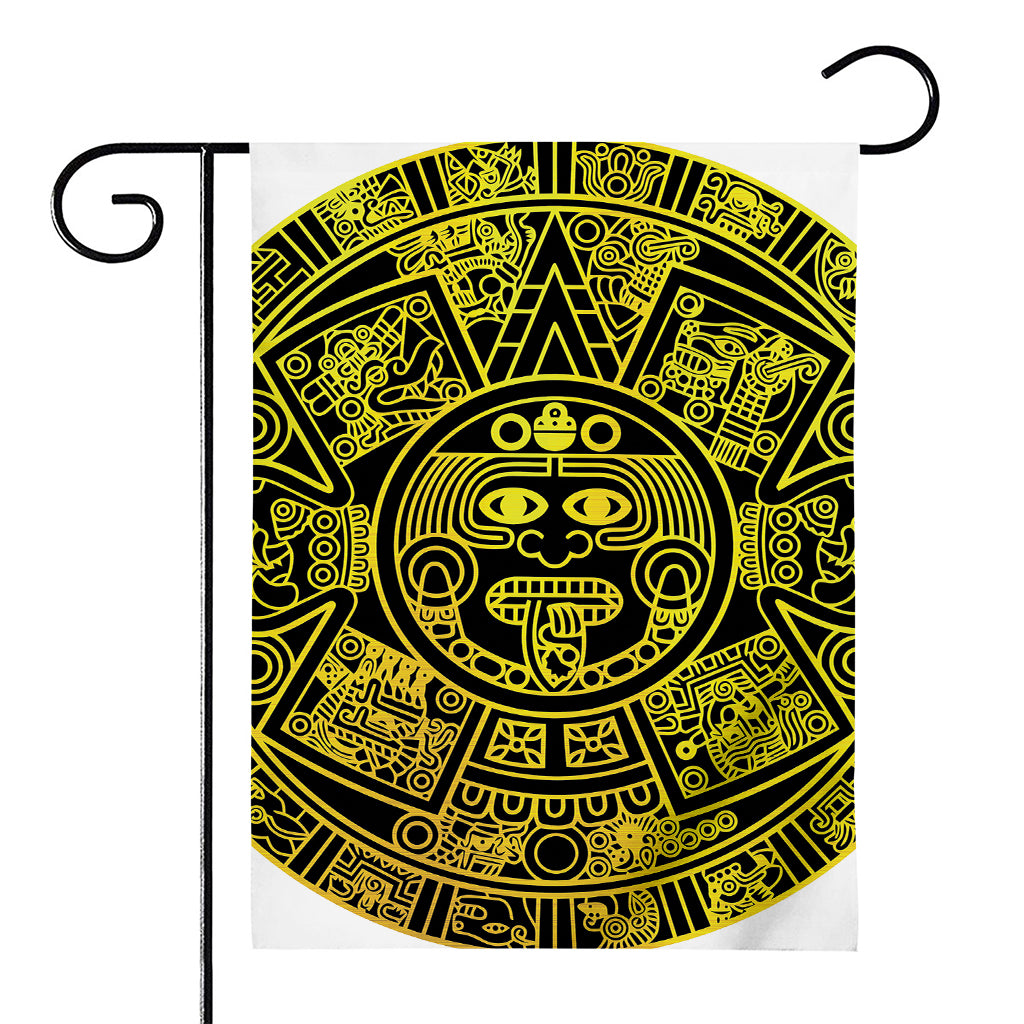 Black And Yellow Maya Calendar Print House Flag